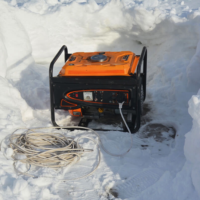 Petrol generator in snow